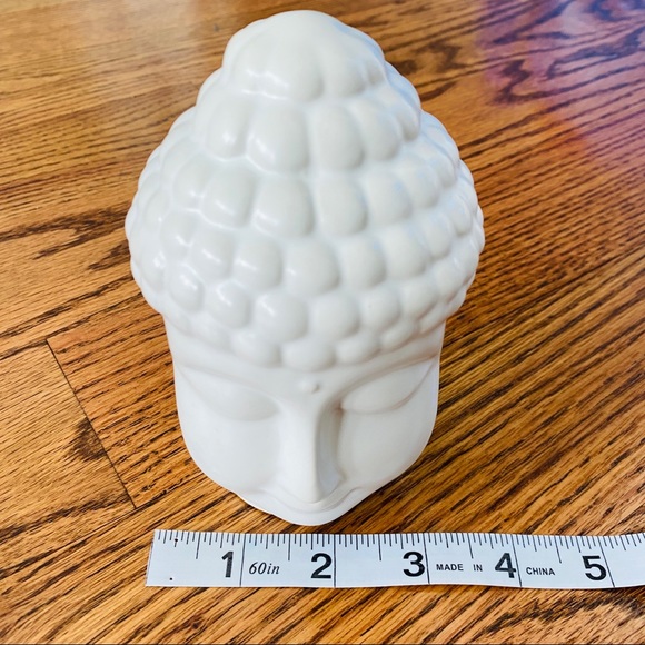 NEW Set of 2 Small White Buddha Head Ceramic Statues - Picture 8 of 11